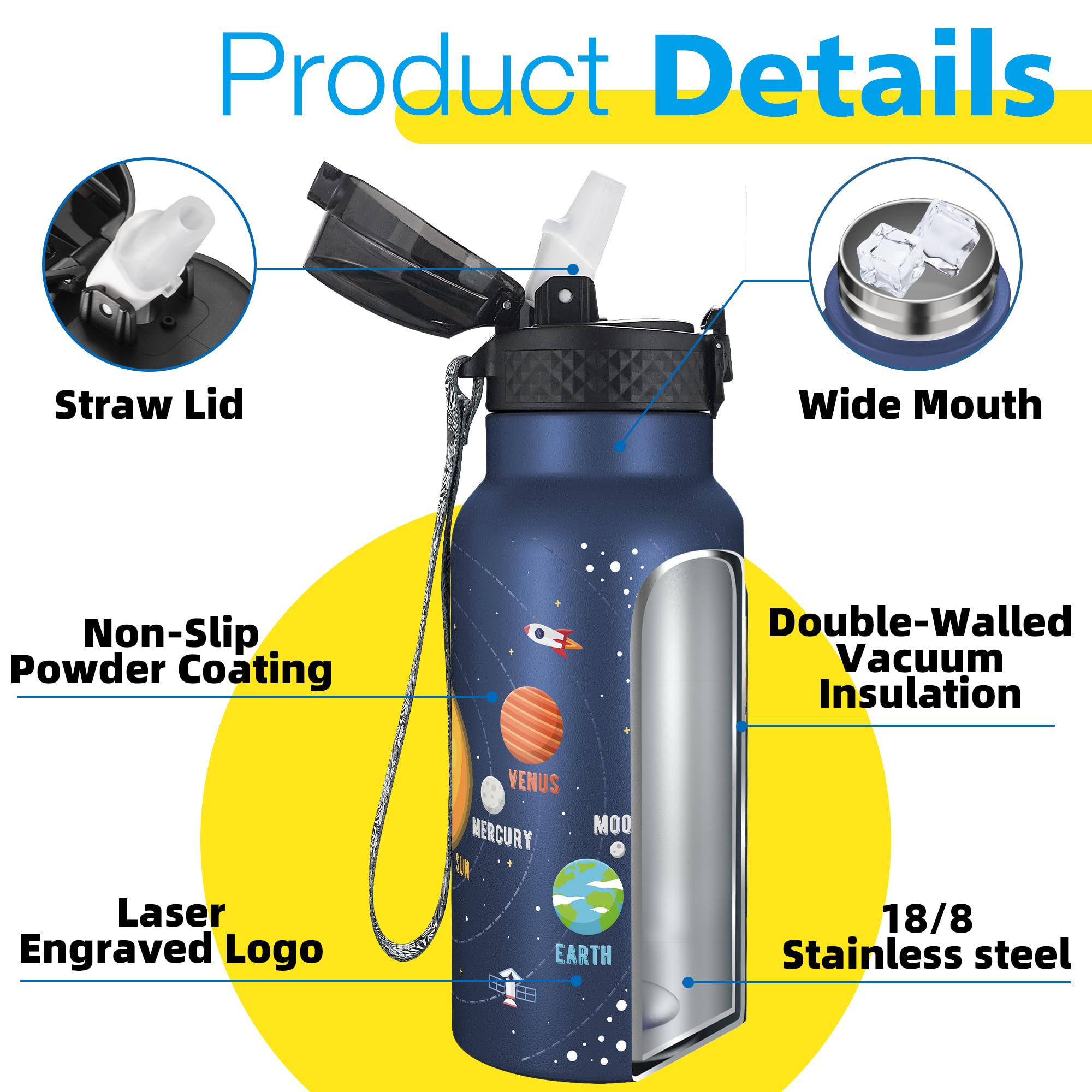 Hans Bottle dishwasher-safe body with lid hand-wash-only notice.