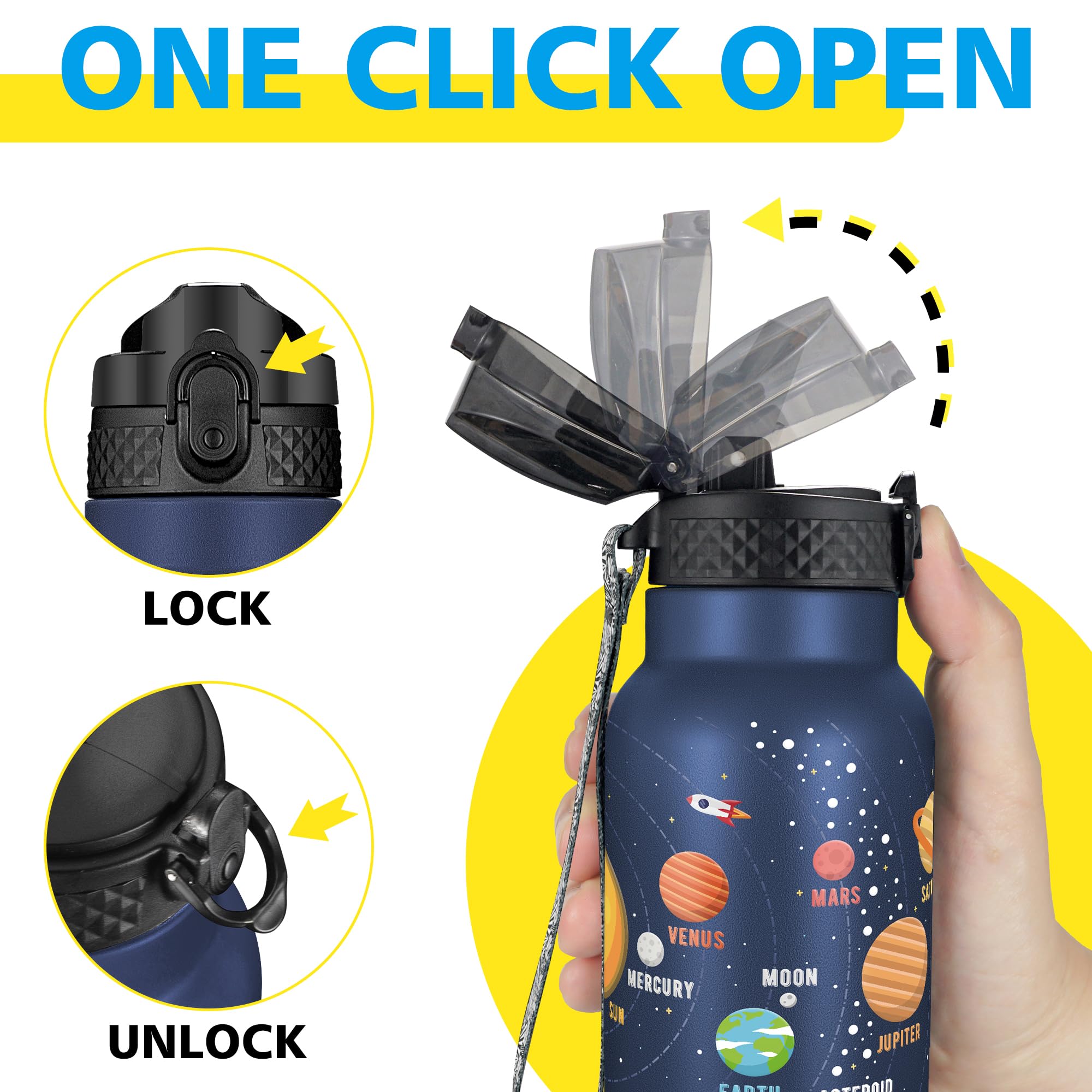 Hans Bottle leakproof cap with secure lock for on-the-go use.