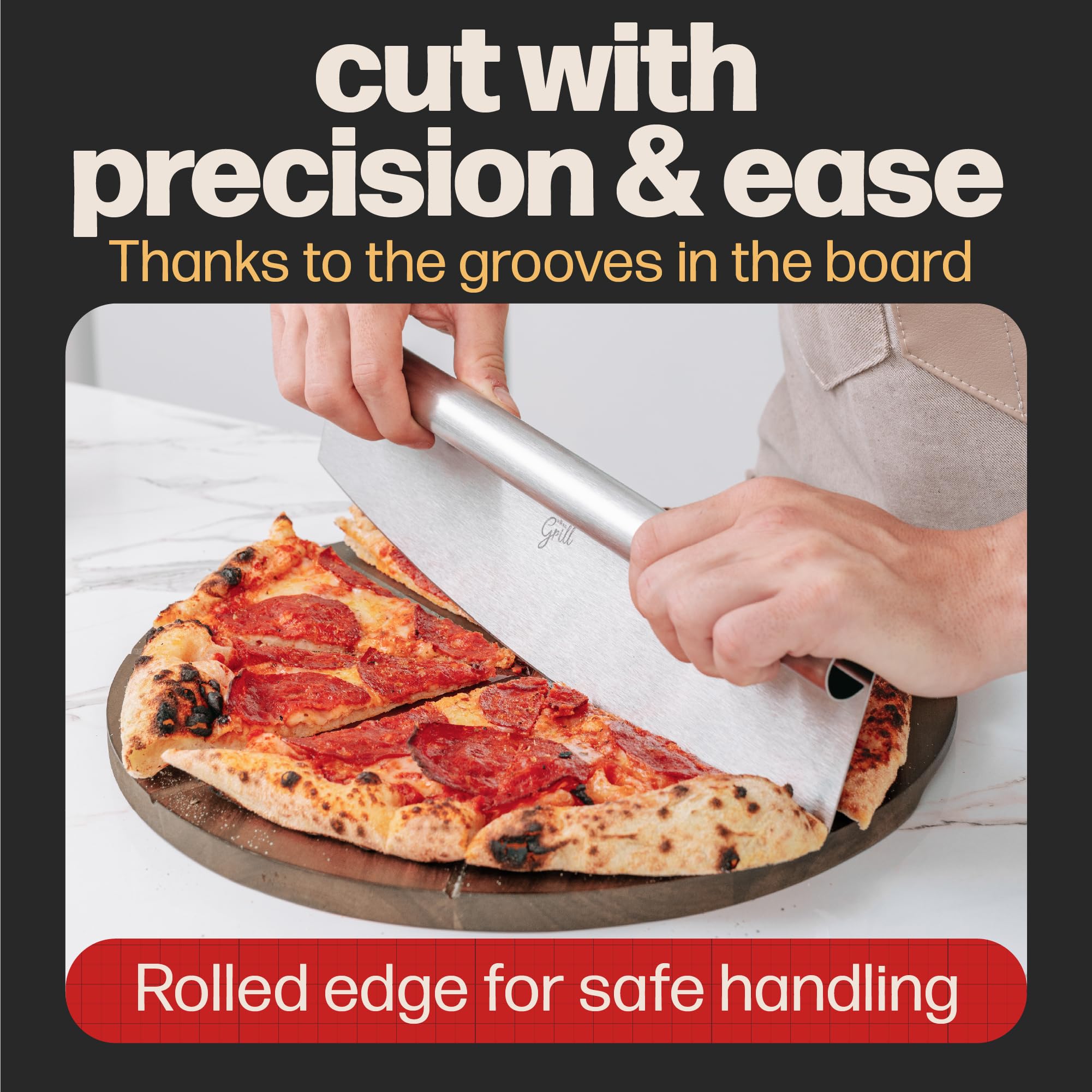 Hans Grill anti-rust stainless steel blade stays sharp for clean cuts.