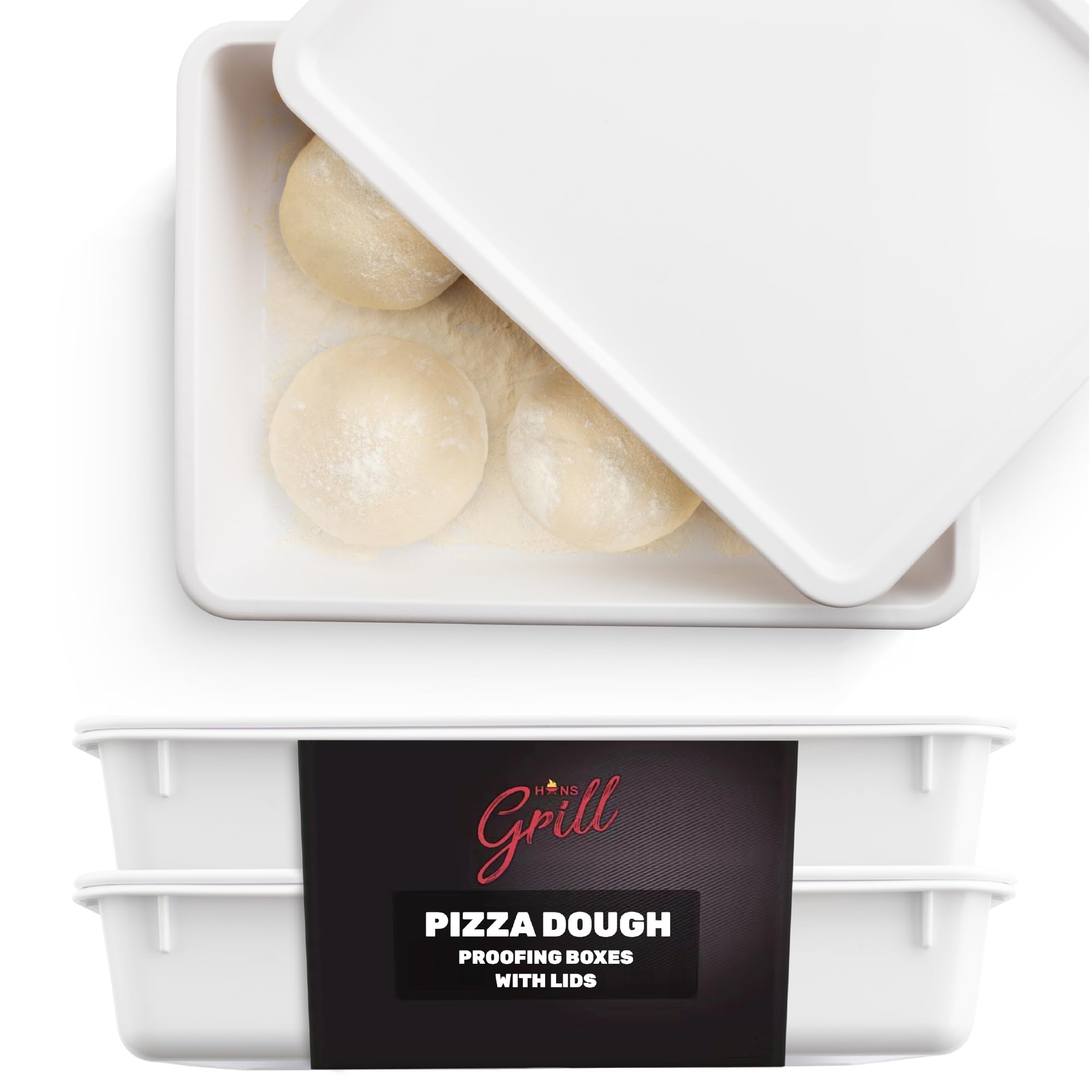 Hans Grill pizza dough proofing box with stackable trays for organized, even dough rise