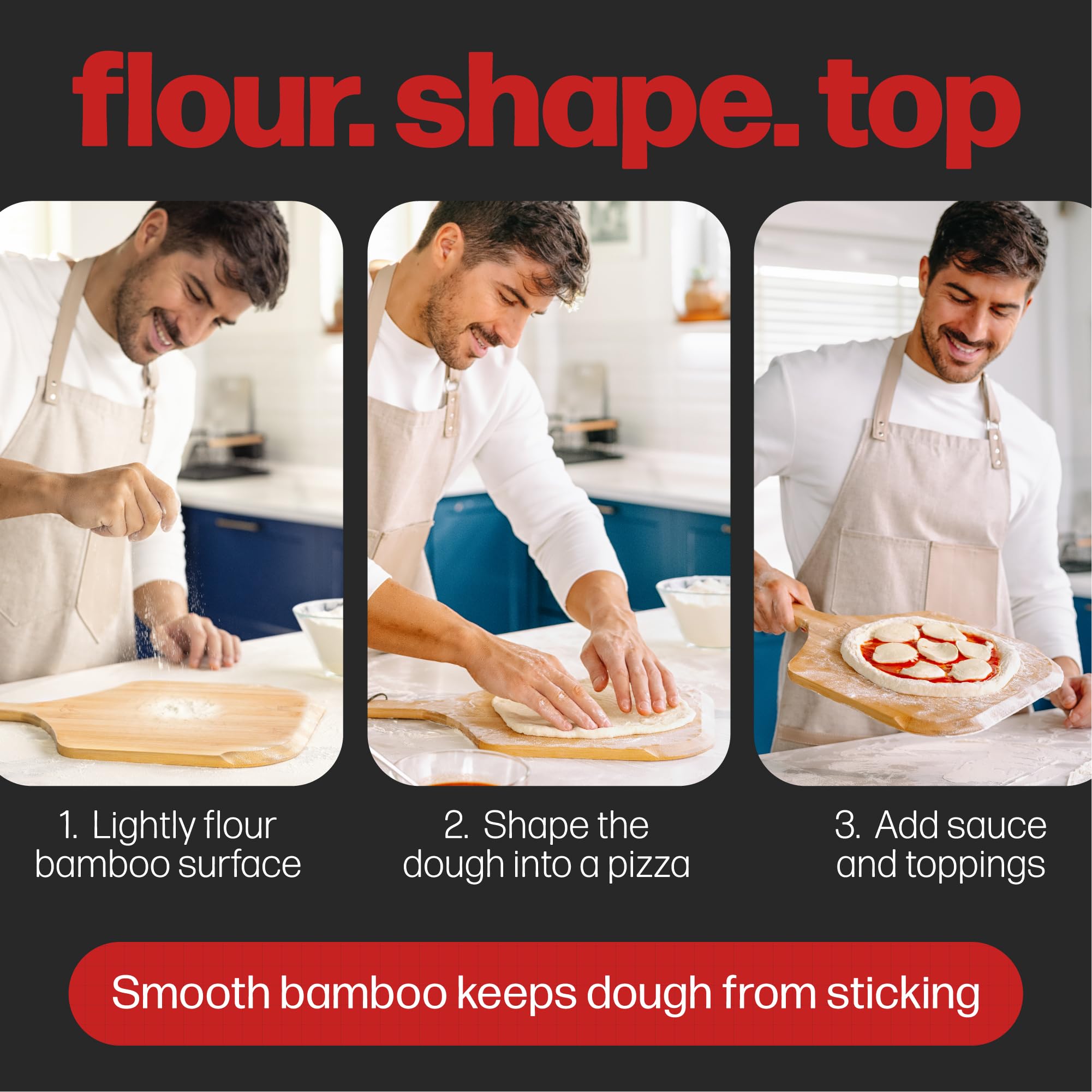 Hans Grill semolina-dusted edge shows effortless non-stick launch.