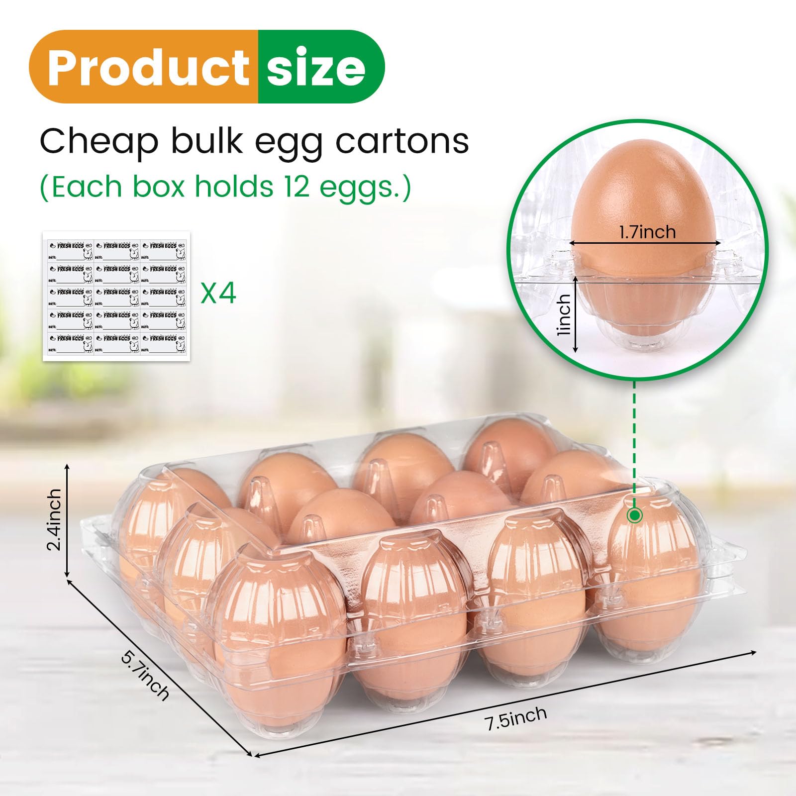 HANSGO clear 12-egg carton ideal for market display