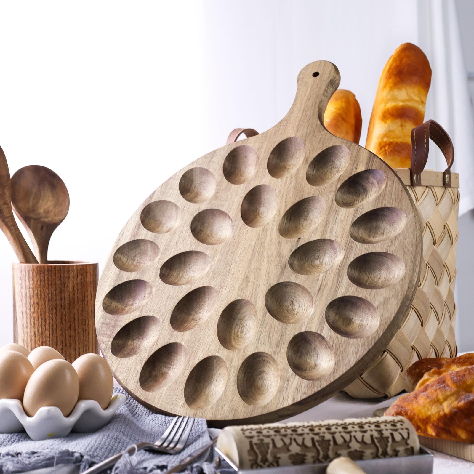 HANSGO compact egg holder keeps counters organized during festive meals.