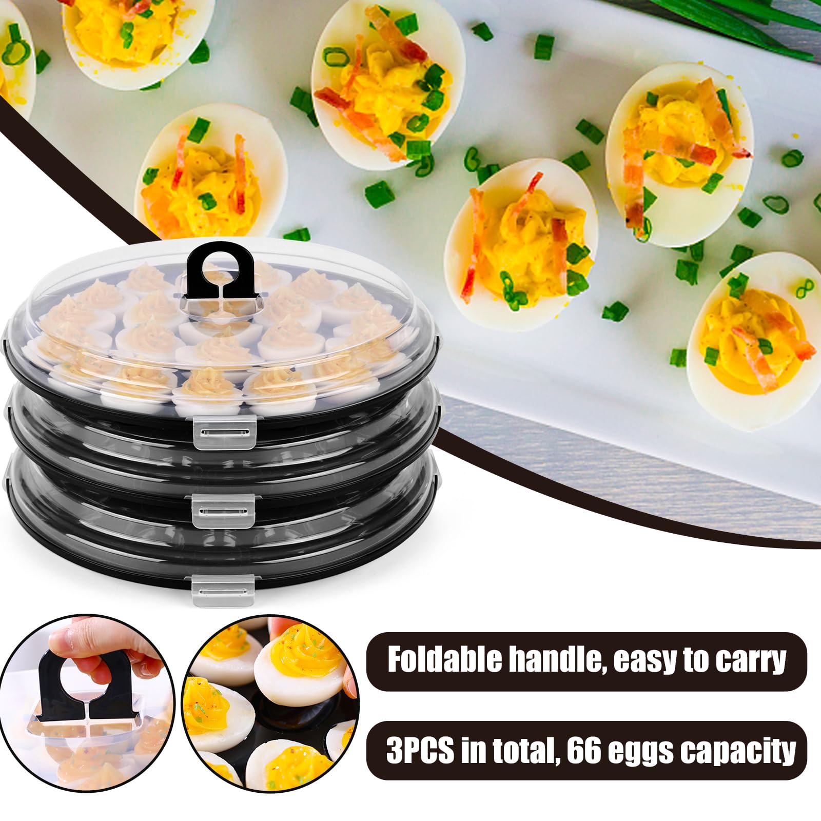 HANSGO 22-cavity trays keep deviled eggs neat and stable for serving.