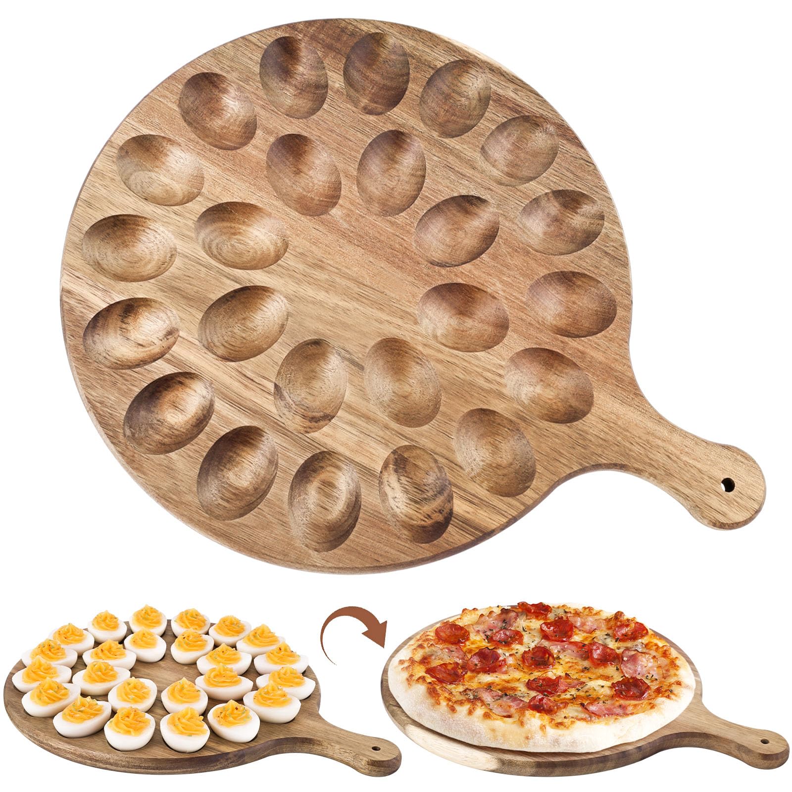 HANSGO deviled egg platter with 24-hole round layout for party-ready servings.