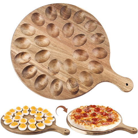 HANSGO deviled egg platter with 24-hole round layout for party-ready servings.