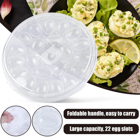 HANSGO deviled egg platter with clear dome for easy viewing.