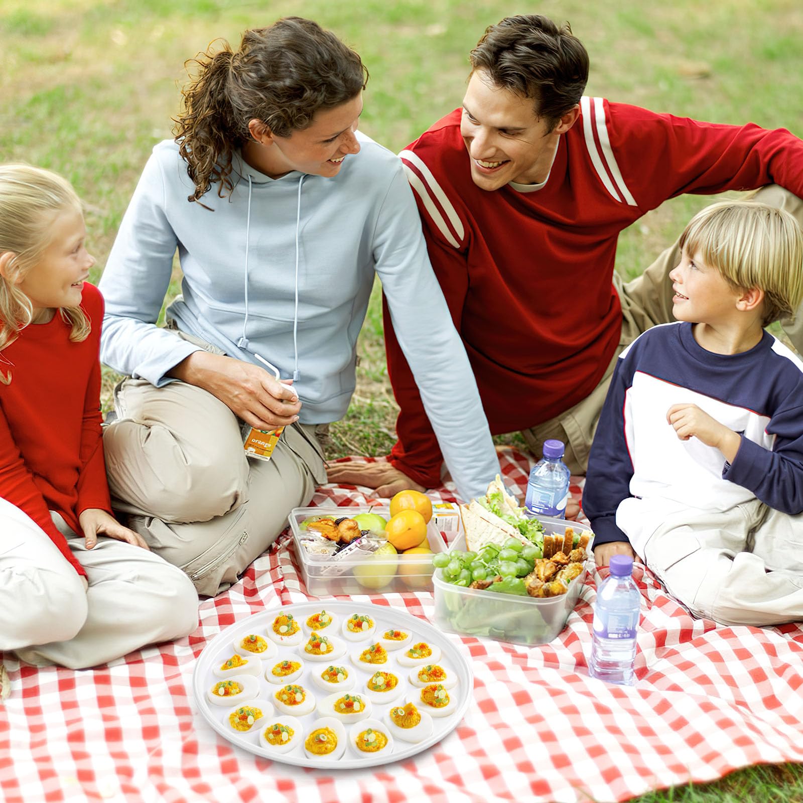 HANSGO foldable handle and tight lid protect eggs at picnics and festivals.