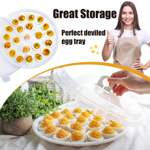 HANSGO stackable deviled egg tray saves fridge space and keeps contents organized.