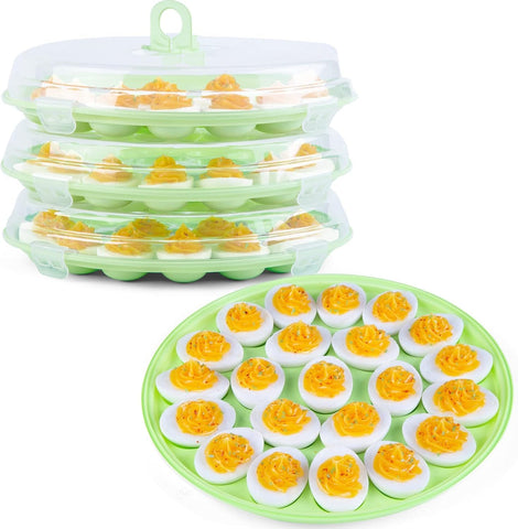 HansGo deviled egg tray with lid keeps eggs secure during transport.