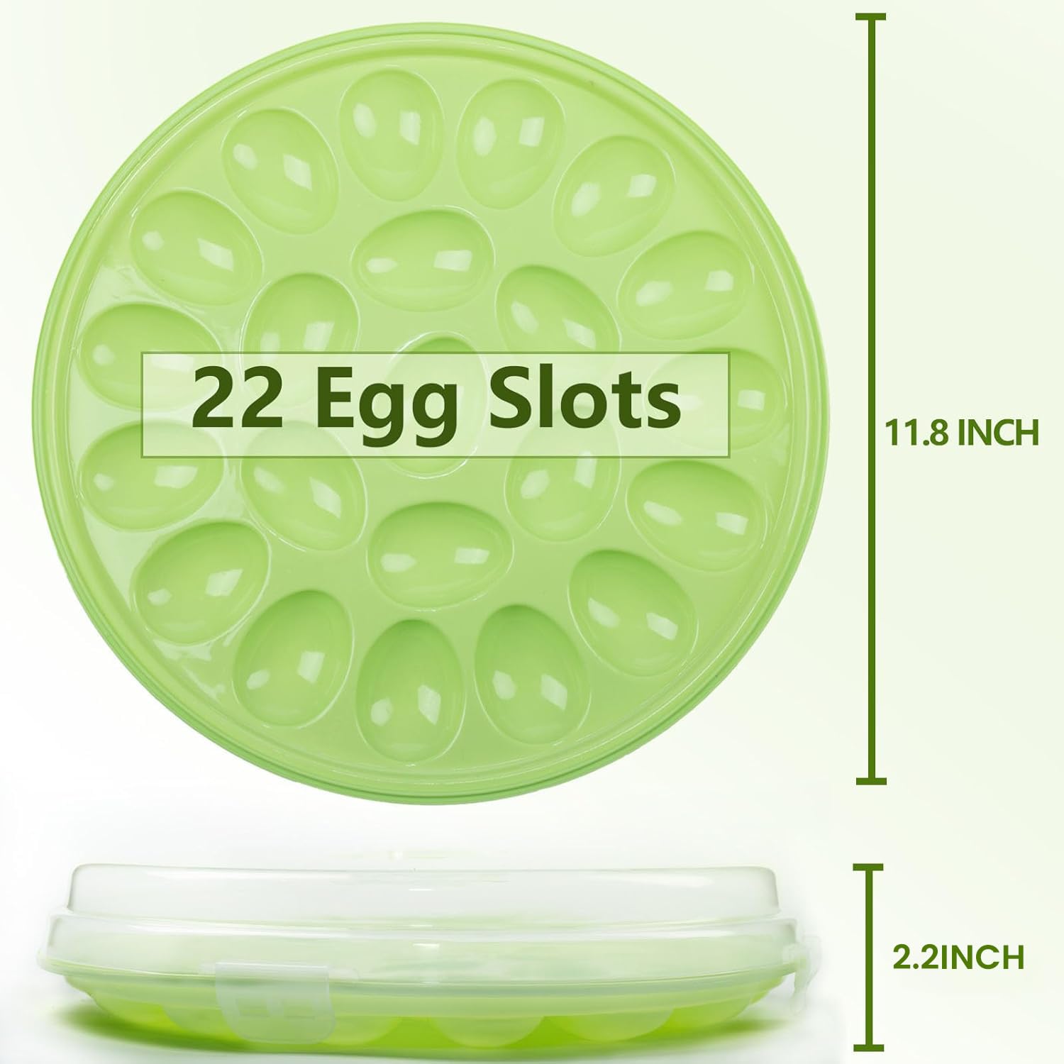 HANSGO round deviled egg platter demonstrating large capacity without crowding eggs