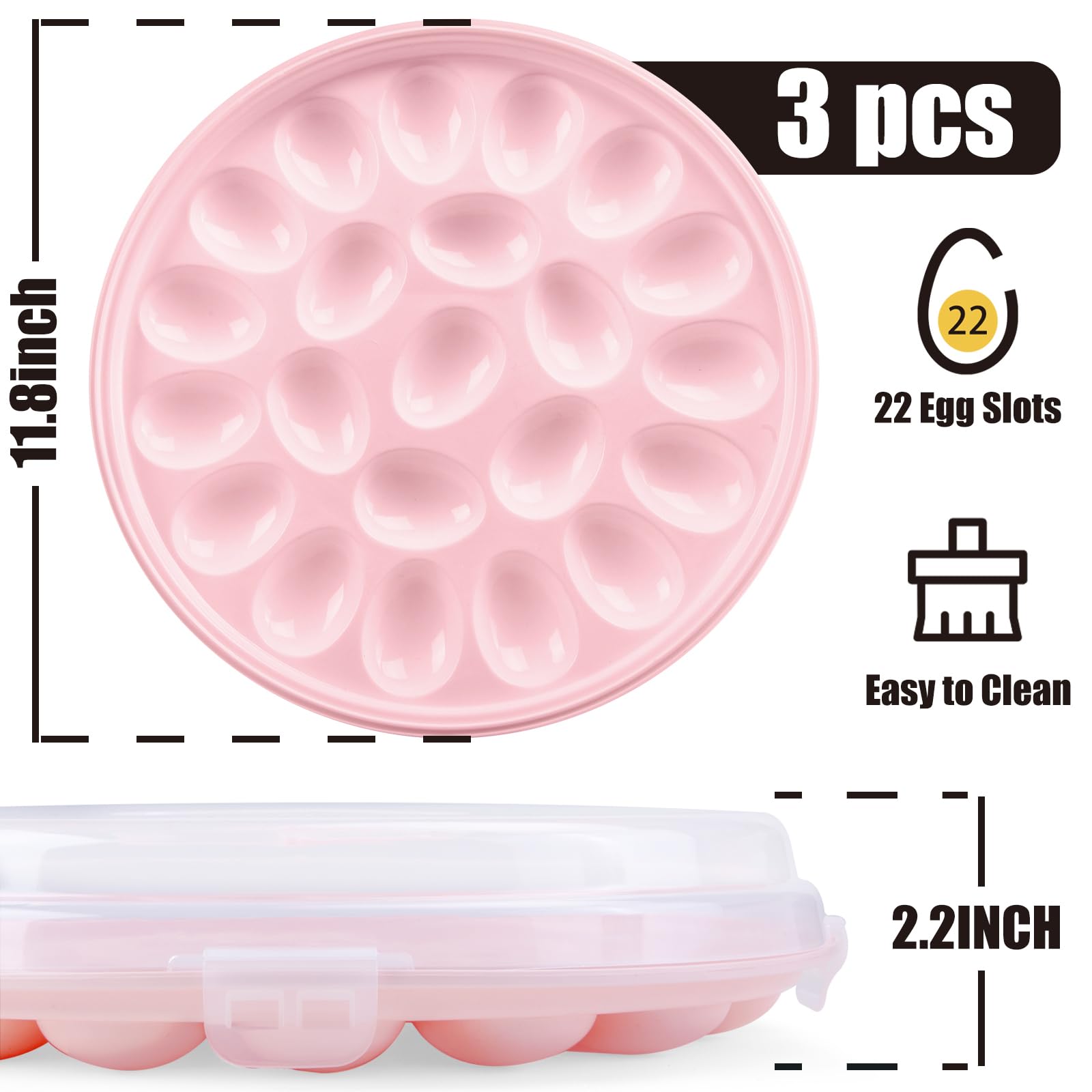 HANSGO stackable egg tray pink maximizes fridge space and keeps eggs organized