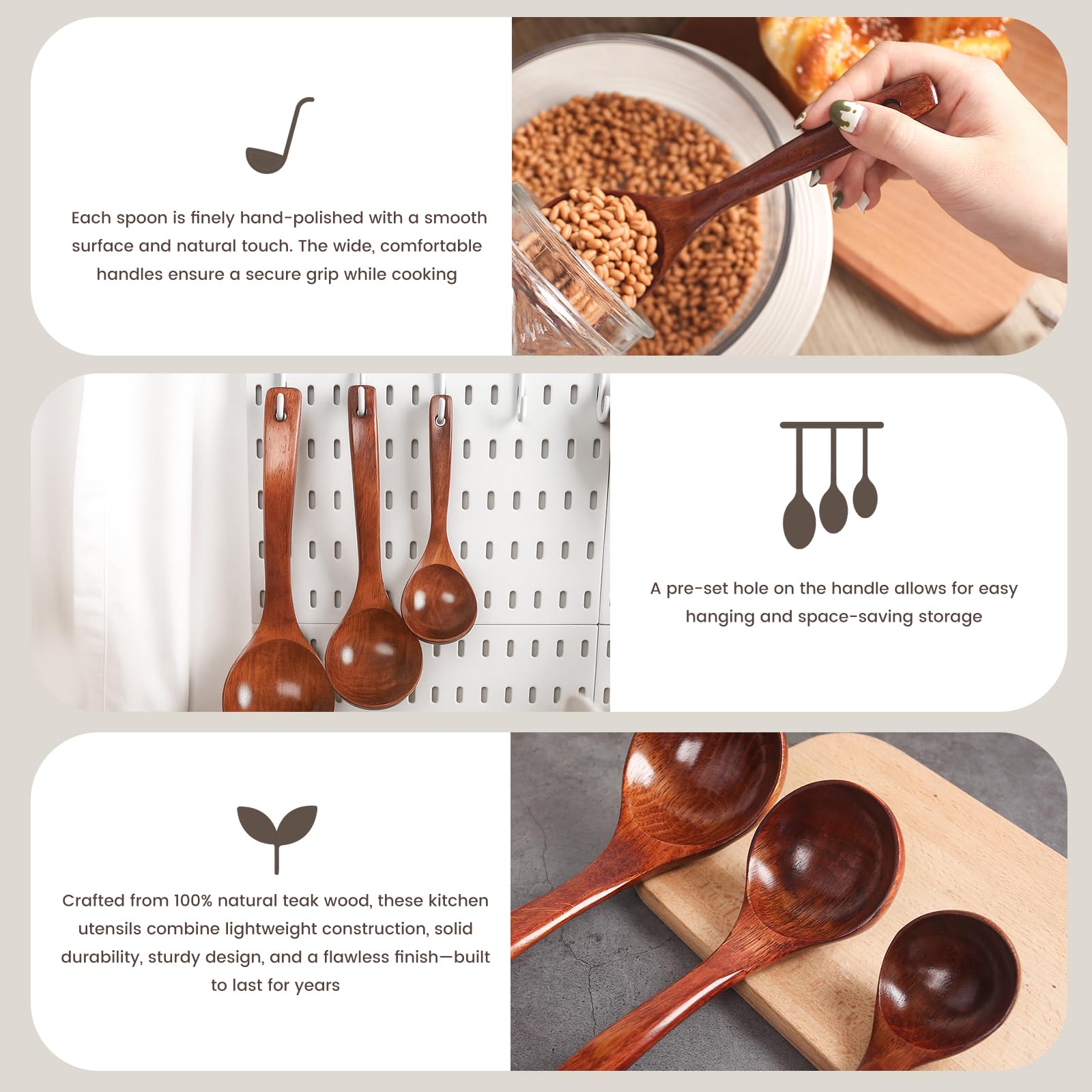 HANSGO wooden spoon gift-ready set for housewarmings and holidays
