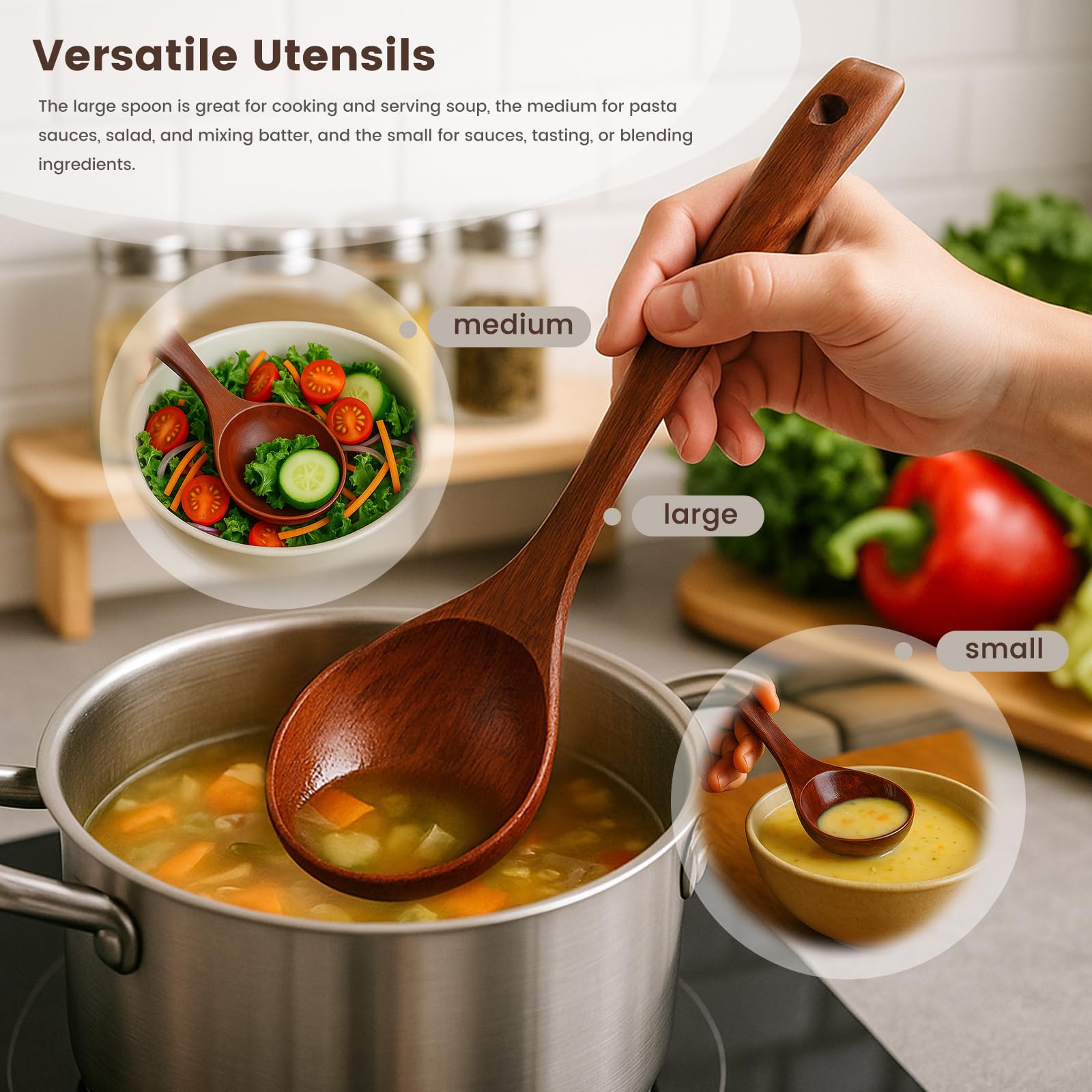 HANSGO wooden spoon hand-polished-surface offers a comfortable grip