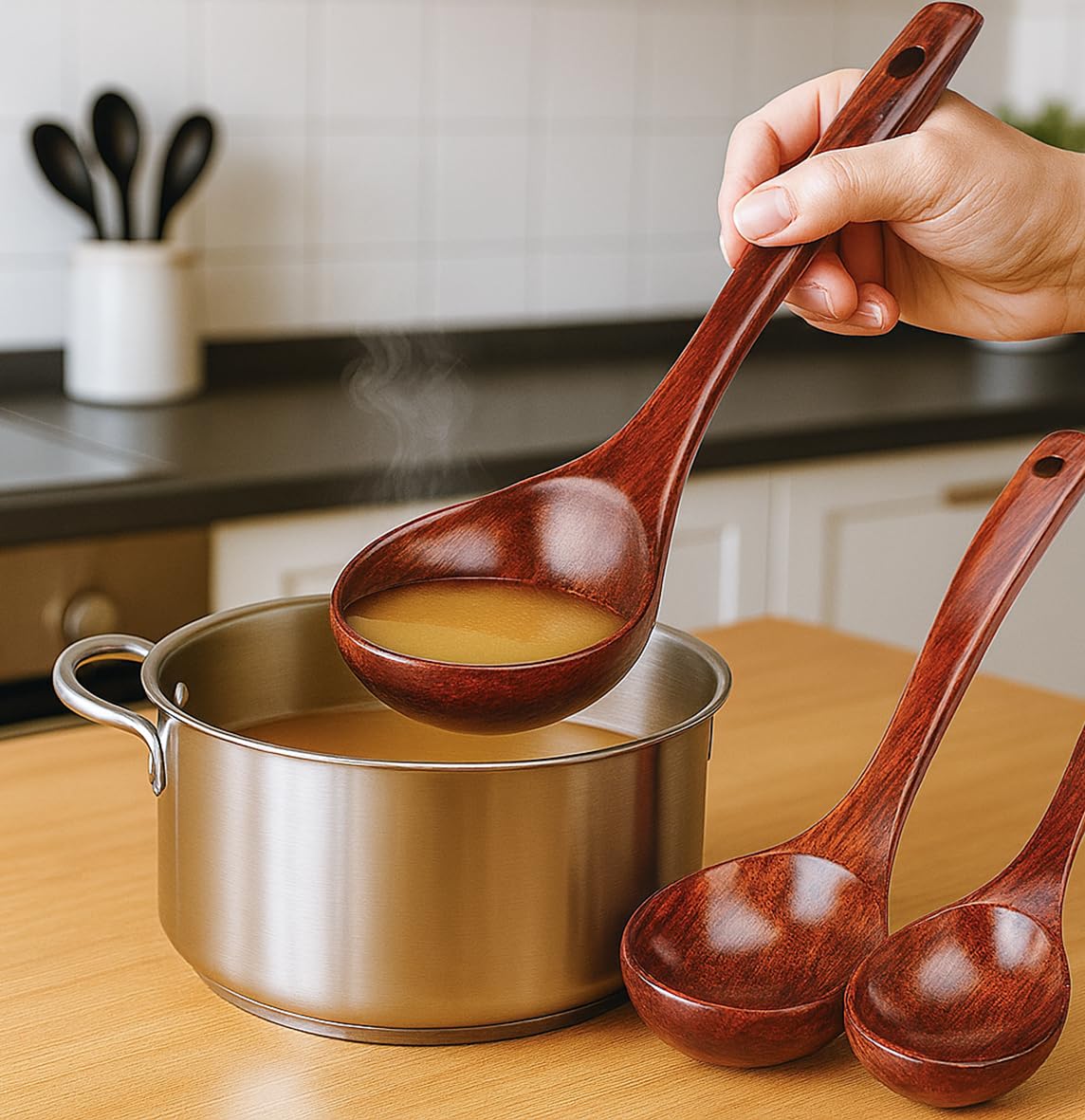 HANSGO wooden spoon small 7-inch perfect for tasting and seasoning