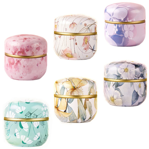 HAN SHENG 6Pcs airtight tea tins with colorful lids for organized tea storage.