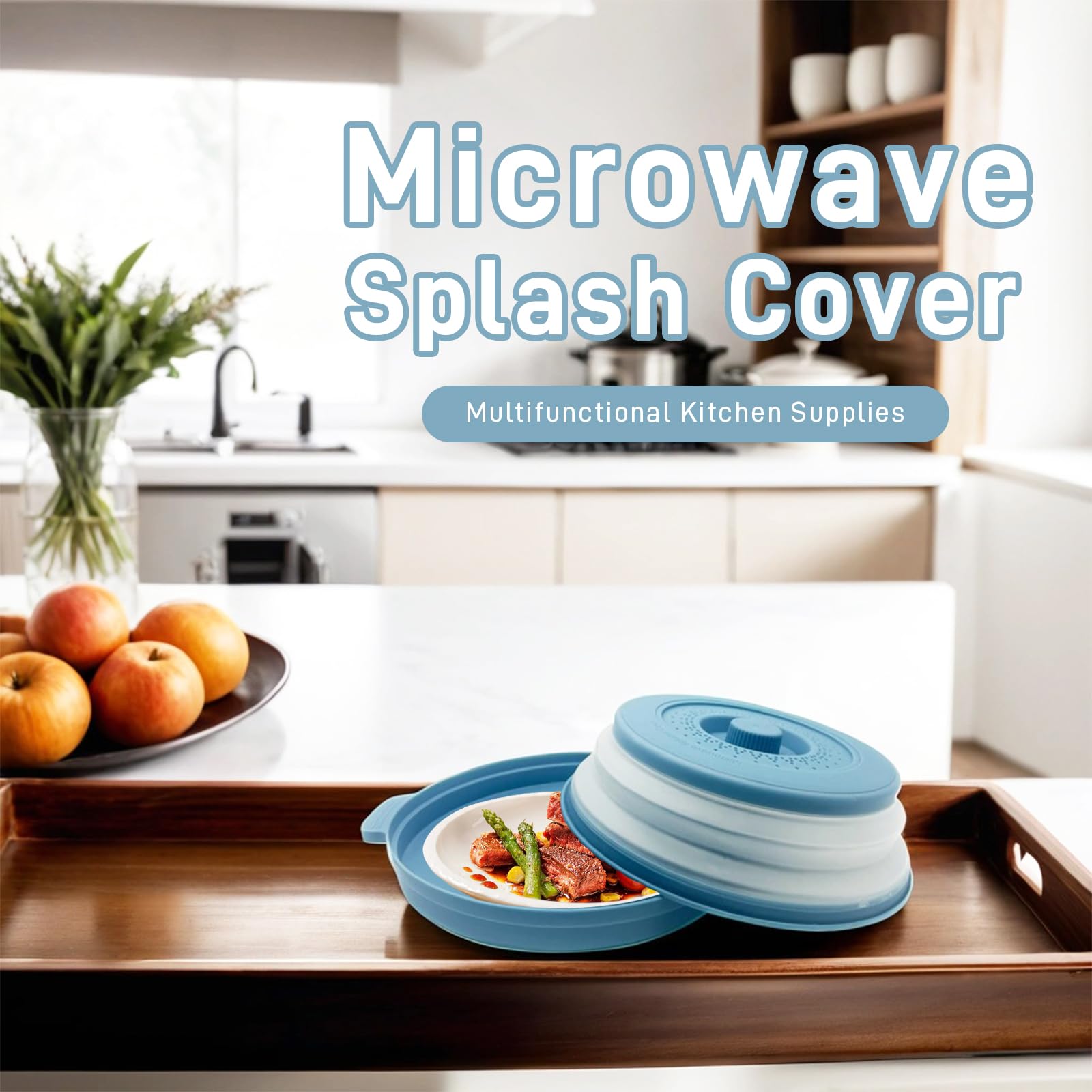 HANTUSWUS vented silicone lid in-use releasing steam for even heating.