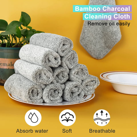 HAOBAOBEI absorbent dish cloths demonstrating fast-drying performance after washing.