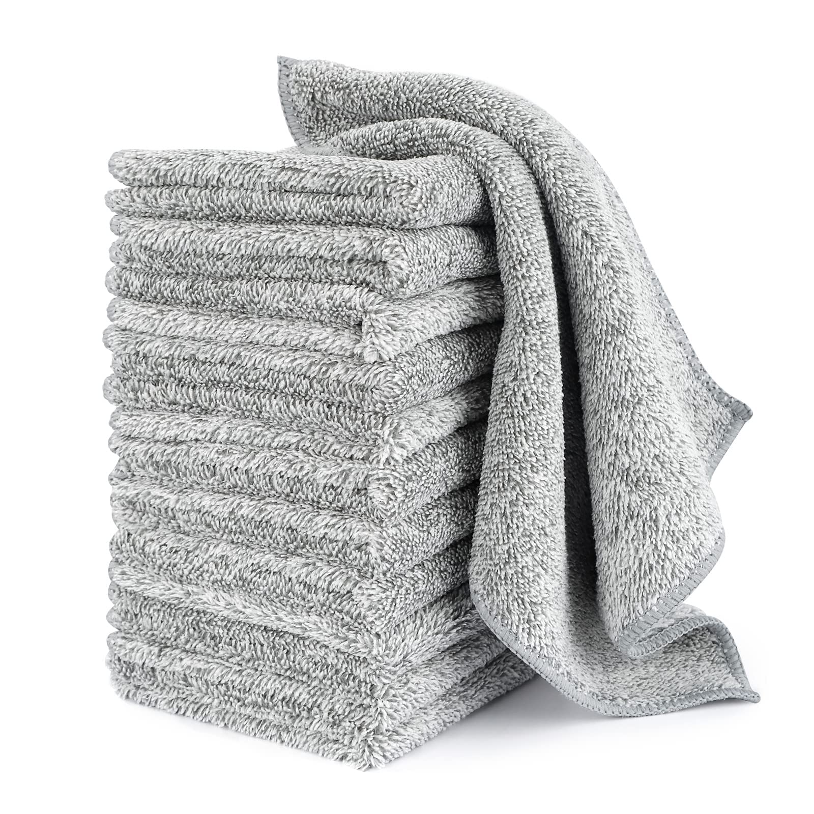 HAOBAOBEI 12-pack kitchen dish towels ready for quick absorption and cleanup sessions.