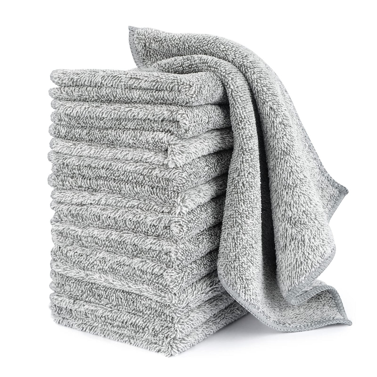 HAOBAOBEI 12-pack kitchen dish towels ready for quick absorption and cleanup sessions.