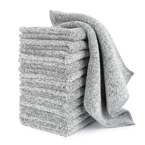 HAOBAOBEI 12-pack kitchen dish towels ready for quick absorption and cleanup sessions.