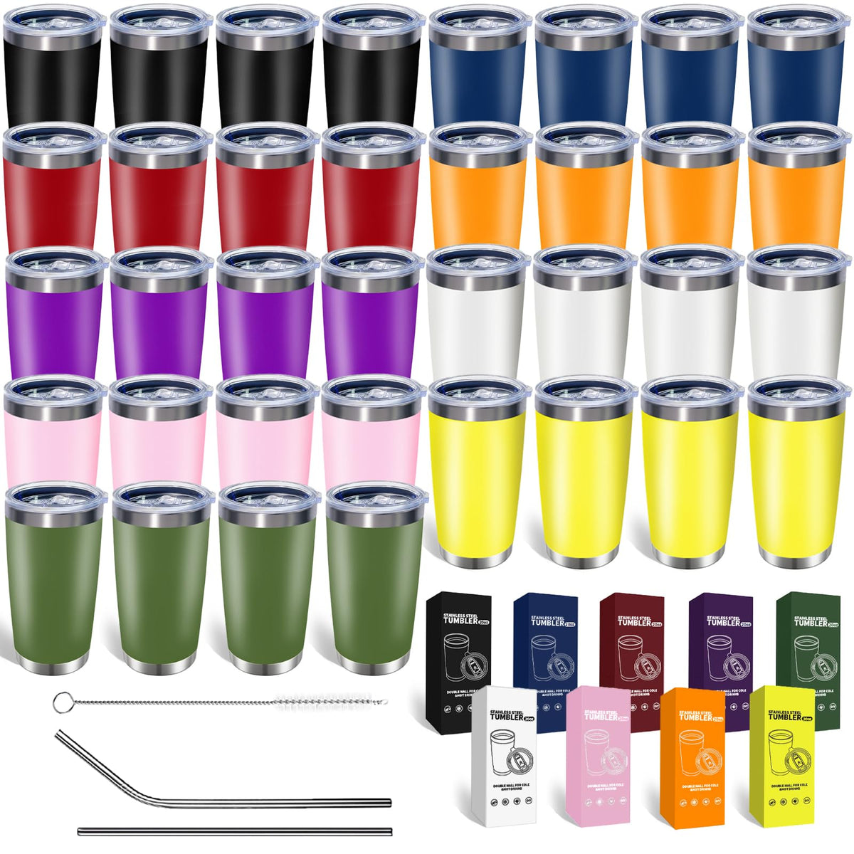 HAOLI 36-pack 20oz tumbler front view shows bulk value for events and groups