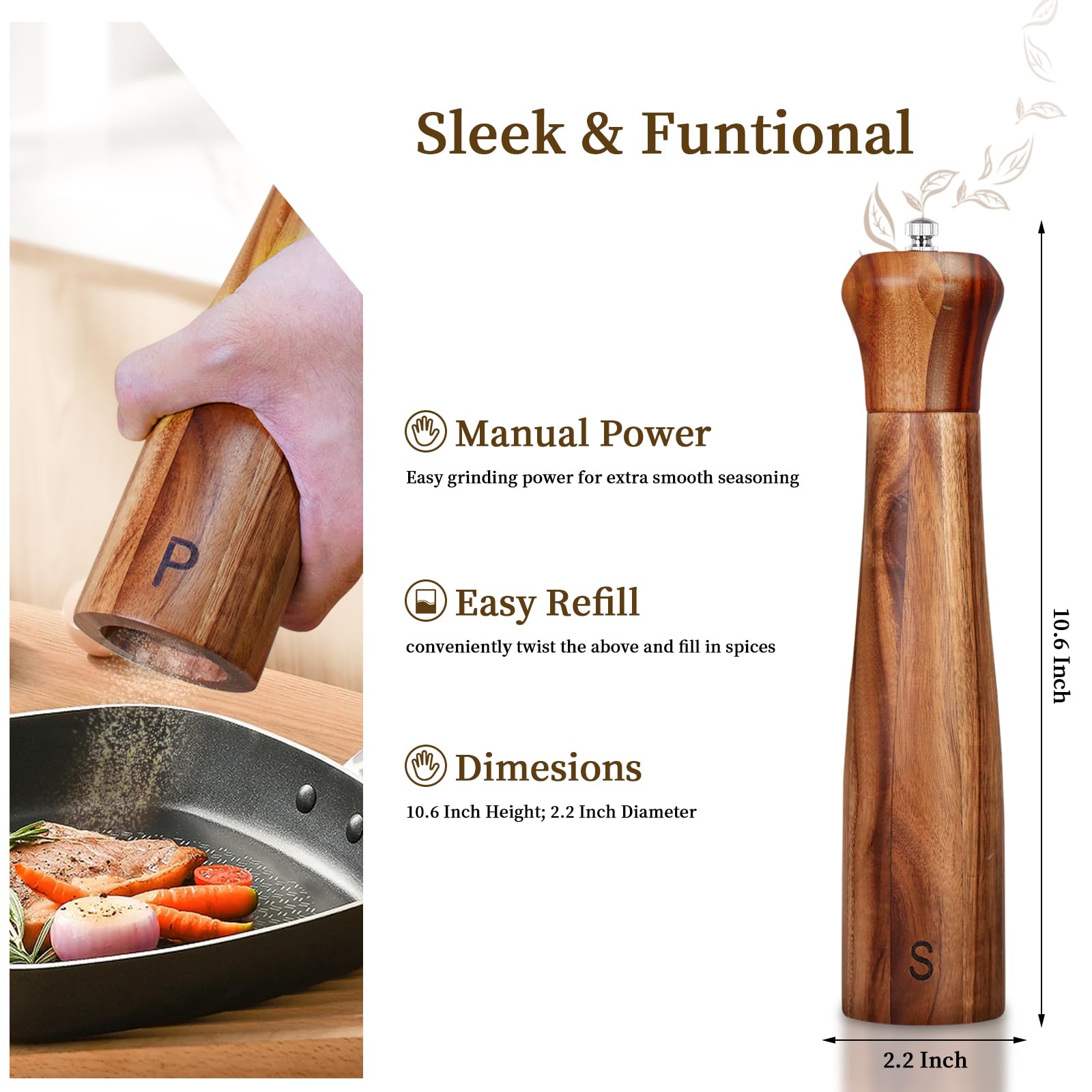 Haomacro acacia grinder with ceramic rotor core delivers smooth, consistent grind
