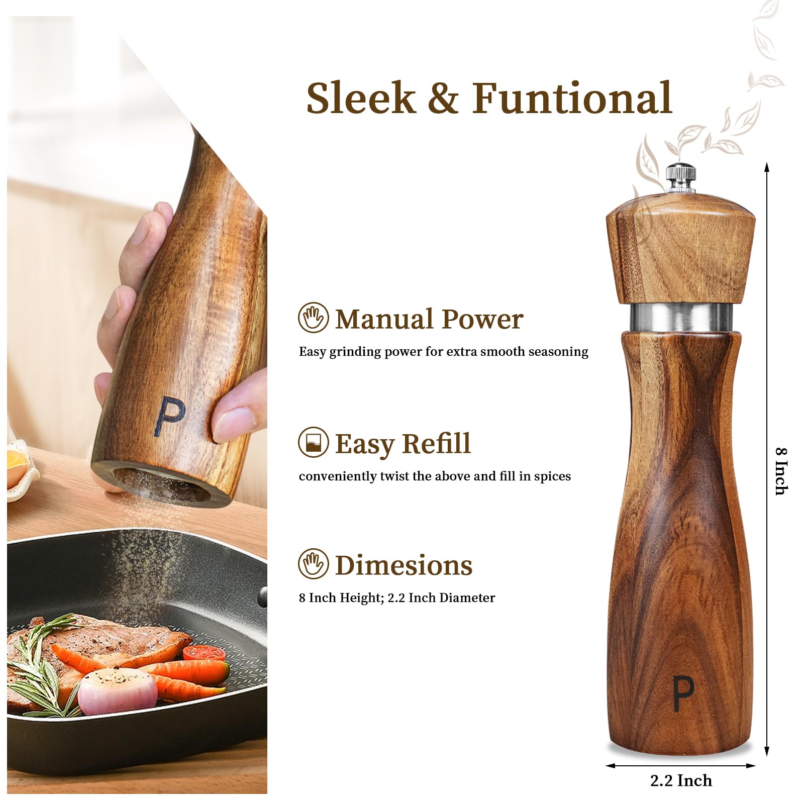 Haomacro ergonomic acacia wood body with comfortable grip