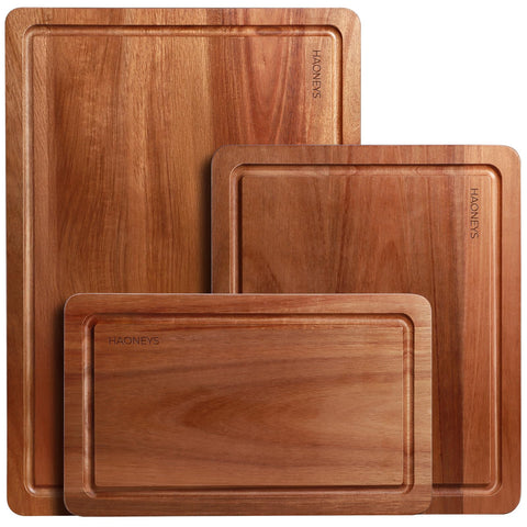 HAONEYS acacia cutting board set 17x12 inches with large prep surface for meats and veggies