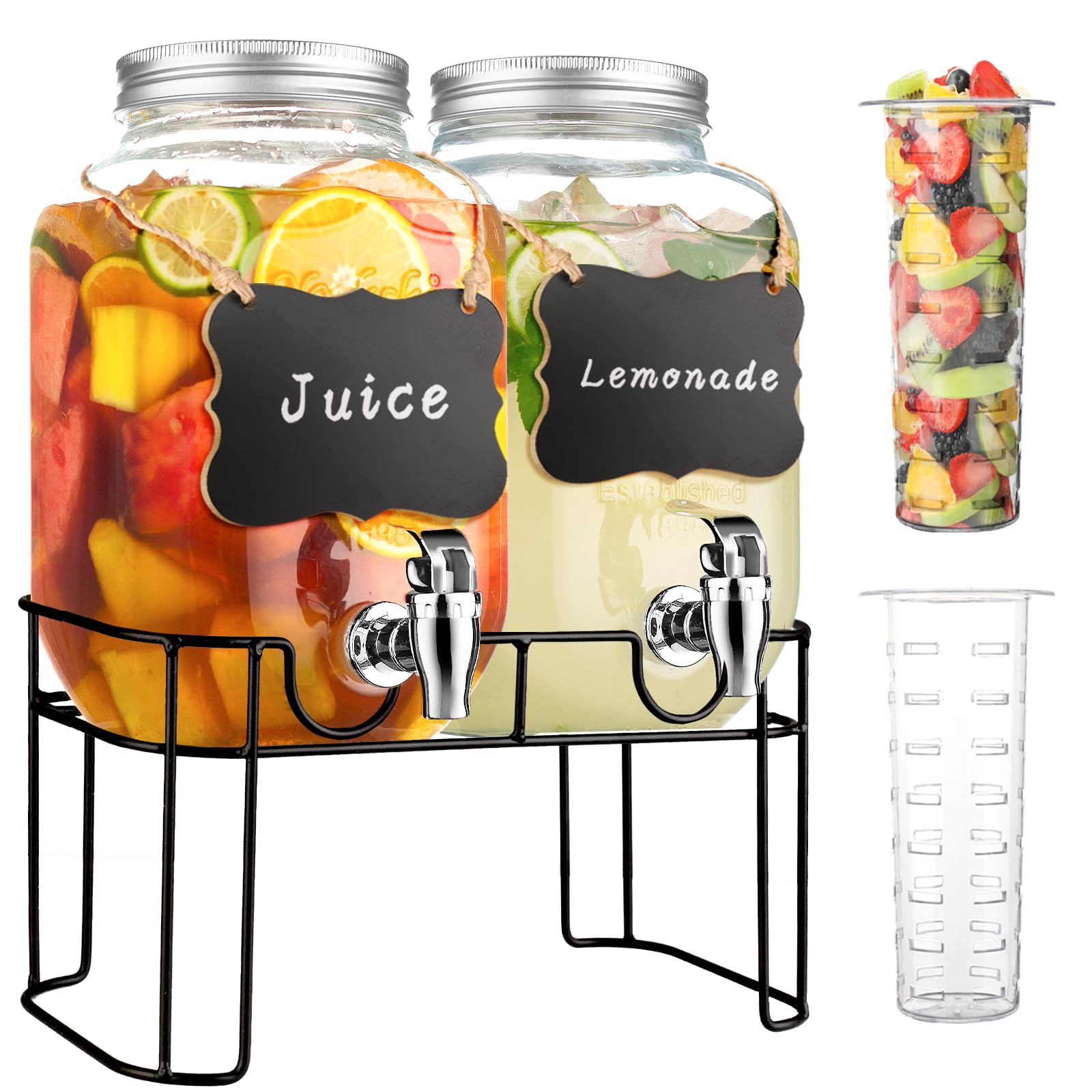 Haotao 1 gallon glass drink dispenser pour with easy-flow spigot for party beverages