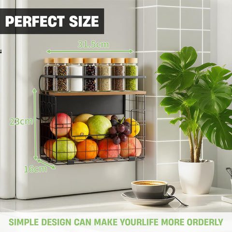 Haotao side-mounted magnetic shelf on fridge demonstrates space saving