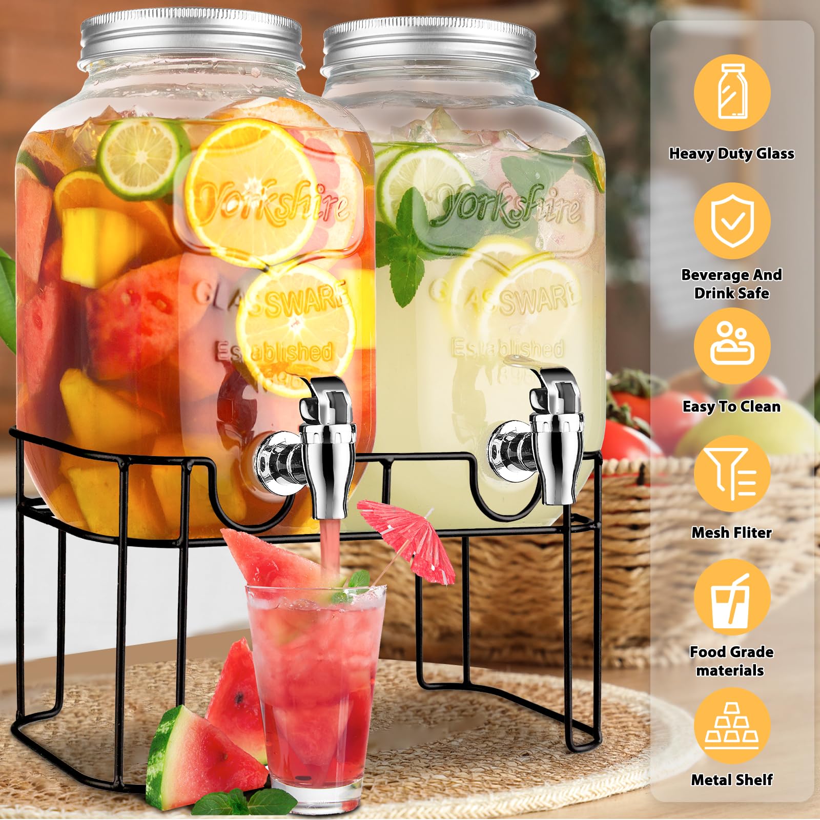 Haotao retro glass dispenser with chalkboard sign for labeling drinks at events