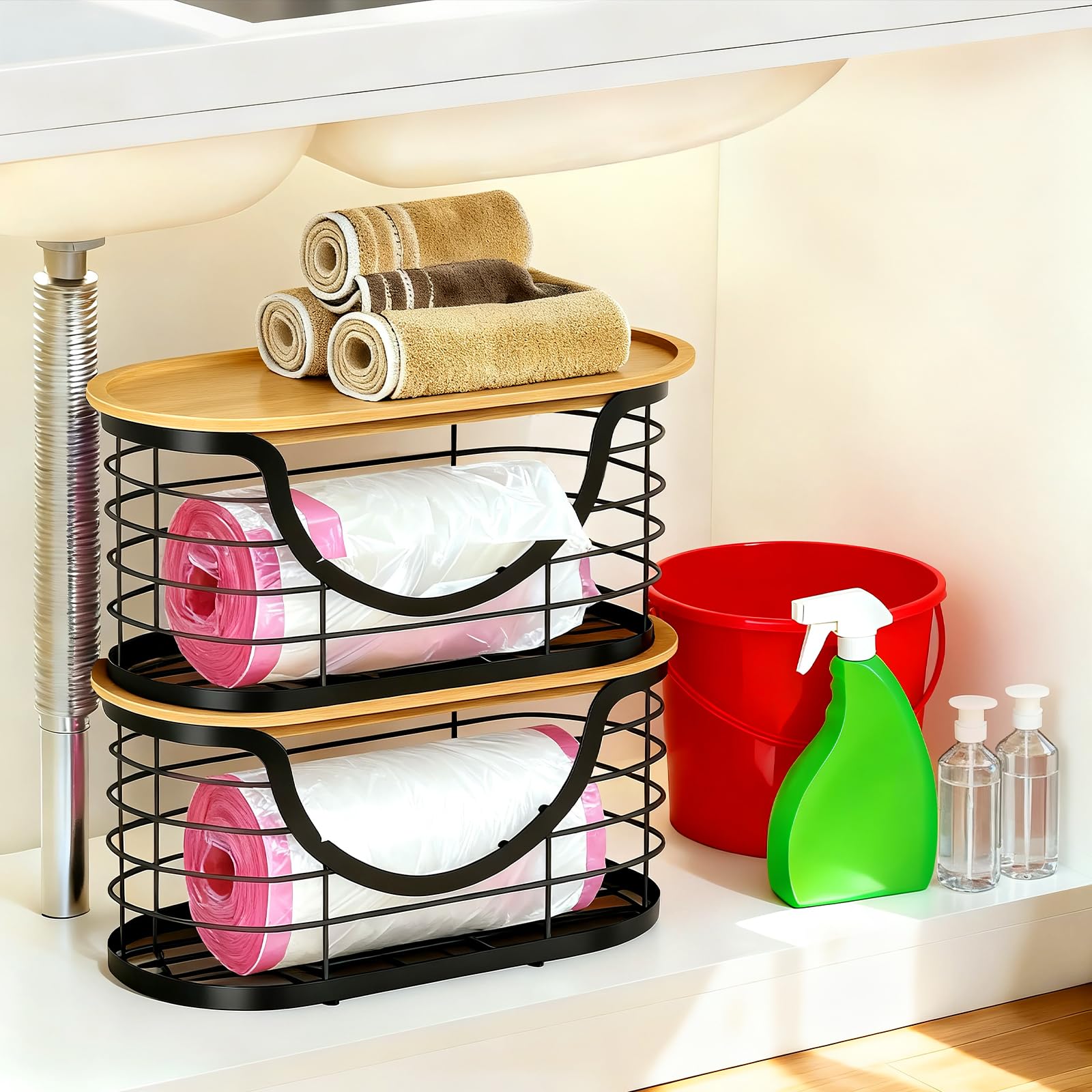 Haotao trash bag holder rust-proof metal frame withstands daily use.