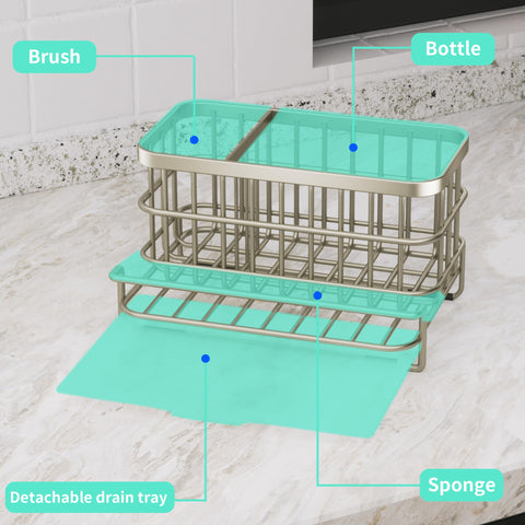 HapiRm 3-partition design helps separate sponges, brushes, and bottles.