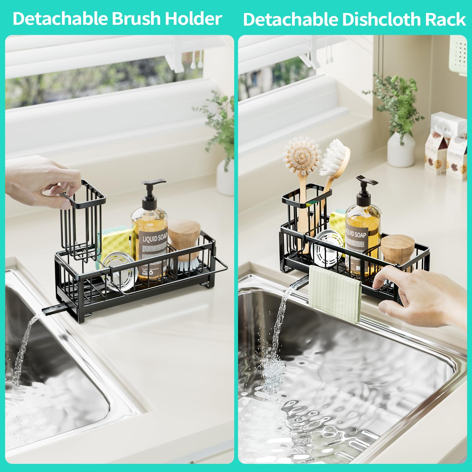 HapiRm sponge holder with removable dishcloth holder for towels