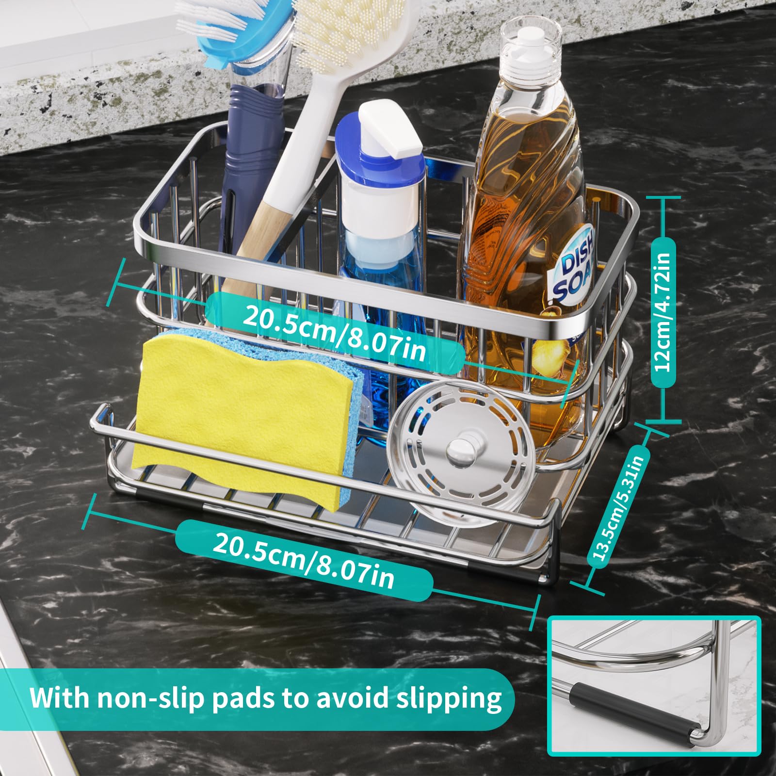 HapiRm SUS304 stainless steel body resists rust for long-lasting kitchen organization.