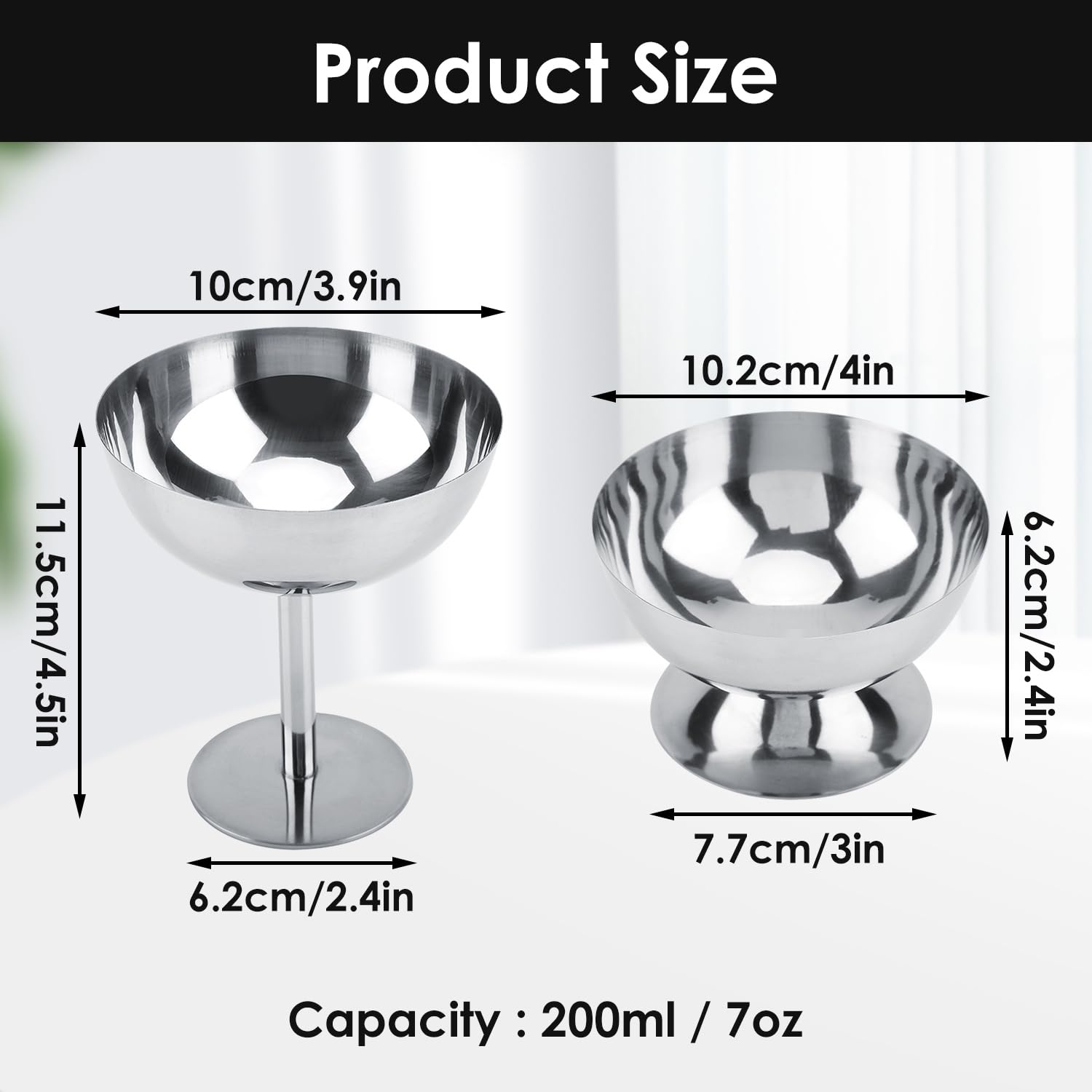 Hapivida stainless steel dessert bowls with feet elevate presentation for puddings and pastries.