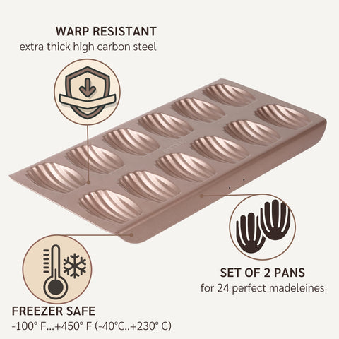 HAPPIELS champagne-gold finish adds elegance to your bakeware collection.