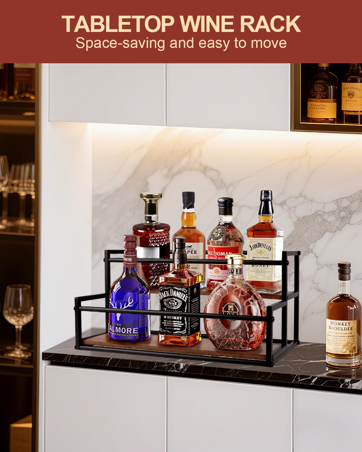 Happilif coffee syrup rack countertop fit ensures space-saving storage on any kitchen surface.