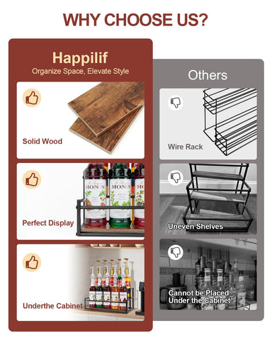 Happilif coffee syrup rack multi-use supports wine, oils, spices for versatile kitchen storage.