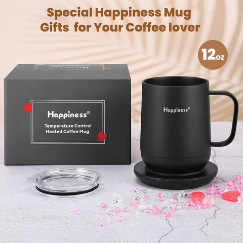 Happiness app‑controlled mug lets you set precise temperatures on the go.