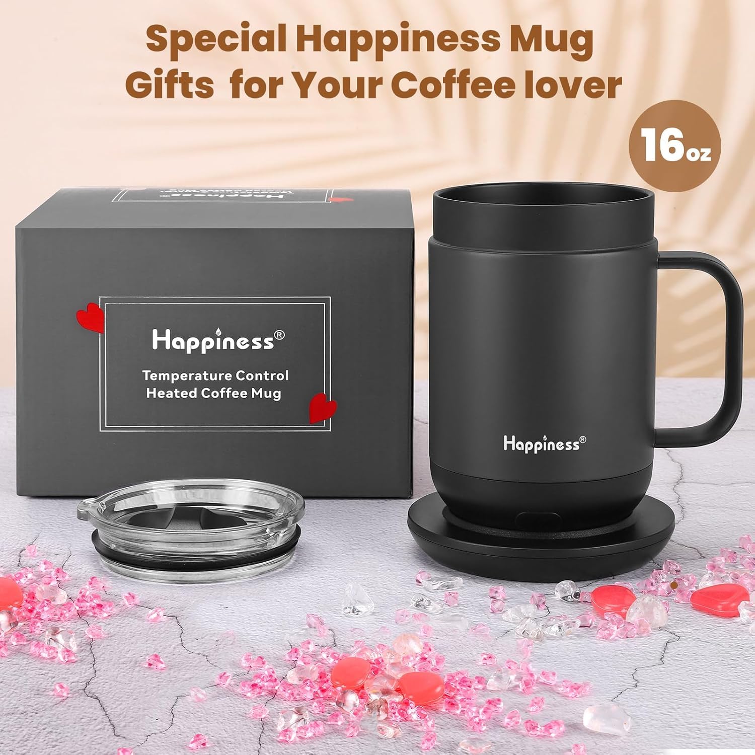 Happiness battery-life mug sustains warmth for hours during a busy day.