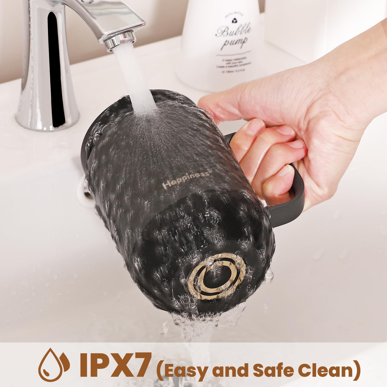 Happiness IPX7 waterproof coffee mug is easy to clean under tap water.