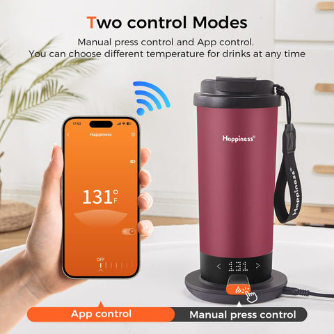 Happiness mug display shows precise temperature control