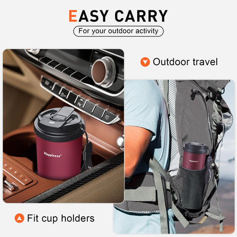 Happiness travel mug cleaning instruction reminding hand wash only