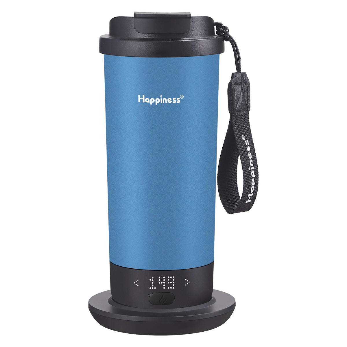 Happiness 20oz self-heating mug with spill-resistant lid for on-the-go coffee