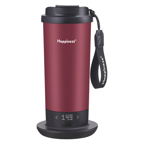 Happiness self-heating travel mug 20oz side view keeps beverages warm on the go
