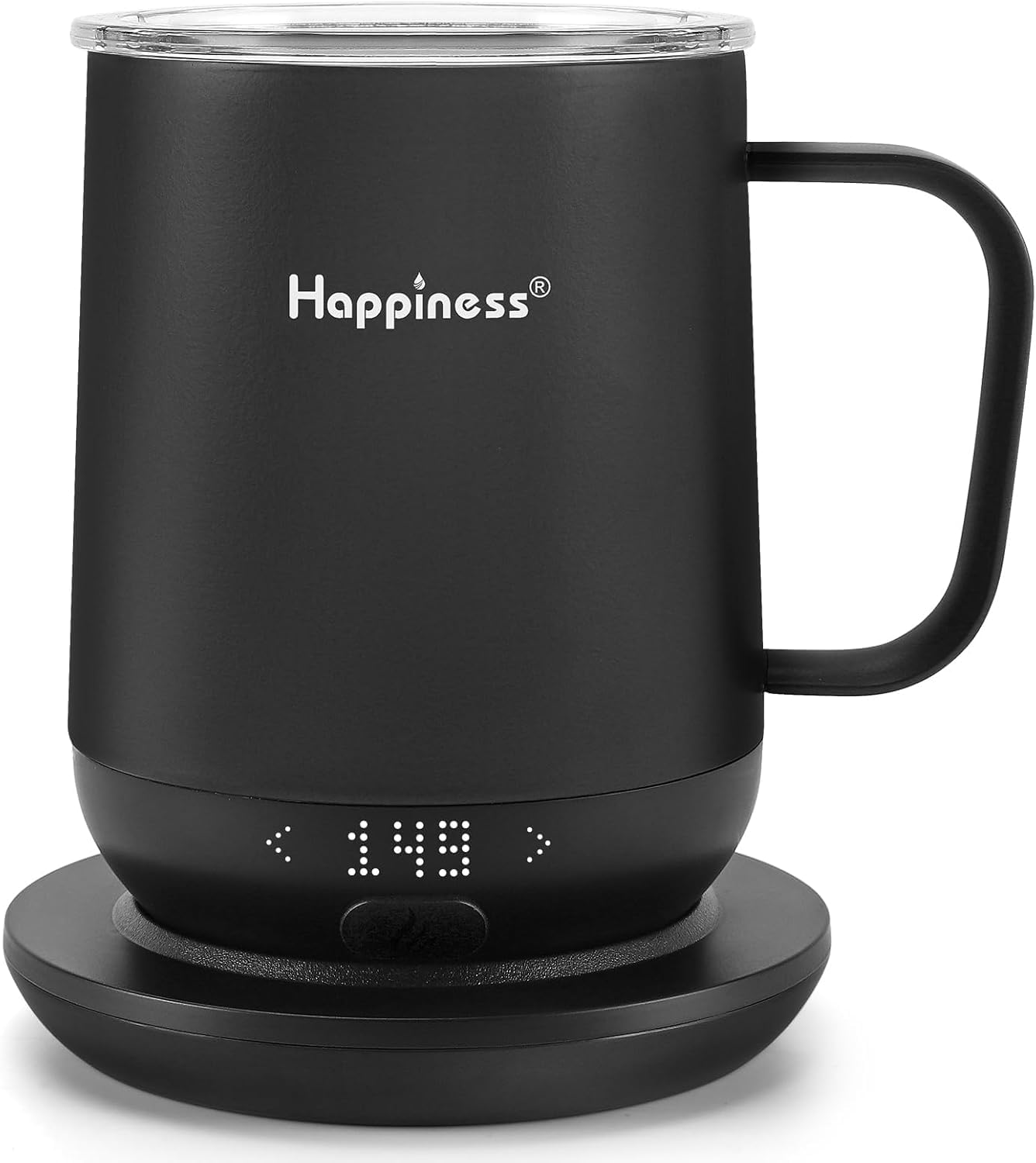 Happiness smart heated coffee mug 12oz maintaining ideal temperature for on‑the‑go use.