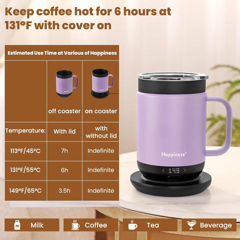 Happiness mug app control lets you set a precise temperature.