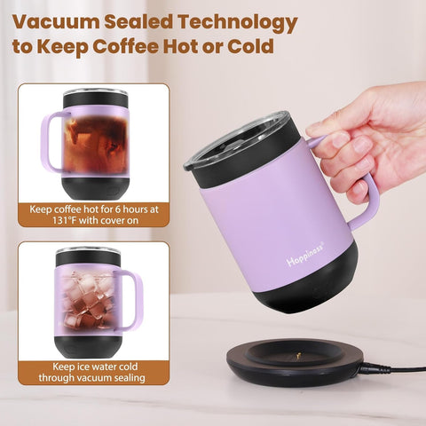 Happiness mug double-wall insulation preserves heat and stays cool to touch.